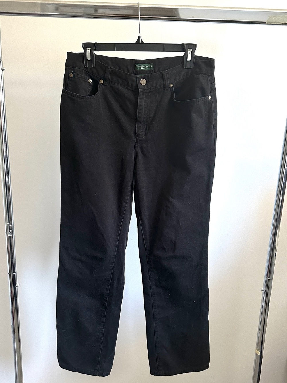 Ralph Lauren Black Straight Leg Jeans Sz 10P Petite 100% Cotton Denim Classic